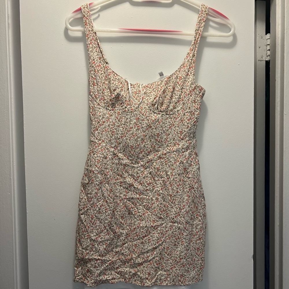 Cream Sequin Ruched Bodycon Mini Dress